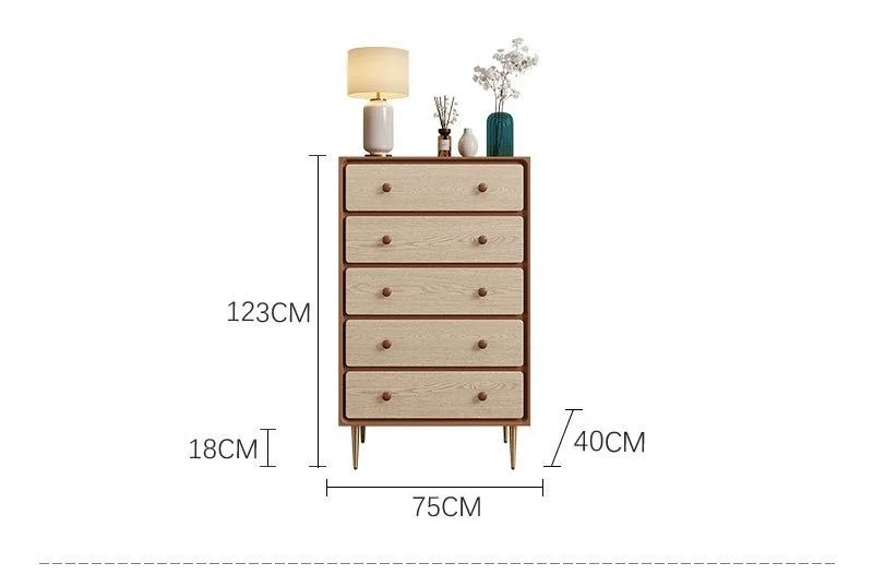Medieval style six-chest cabinet Nordic retro style living room solid wood bucket drawer cabinet bedroom TV cabinet solid