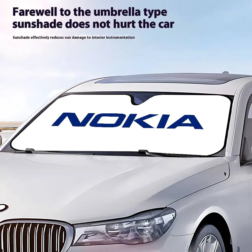 N-Nokia-cortinas parasol Retro para coche, visera para ventana delantera, 70x130cm, protección Solar, regalo a cuadros, novedad para coche
