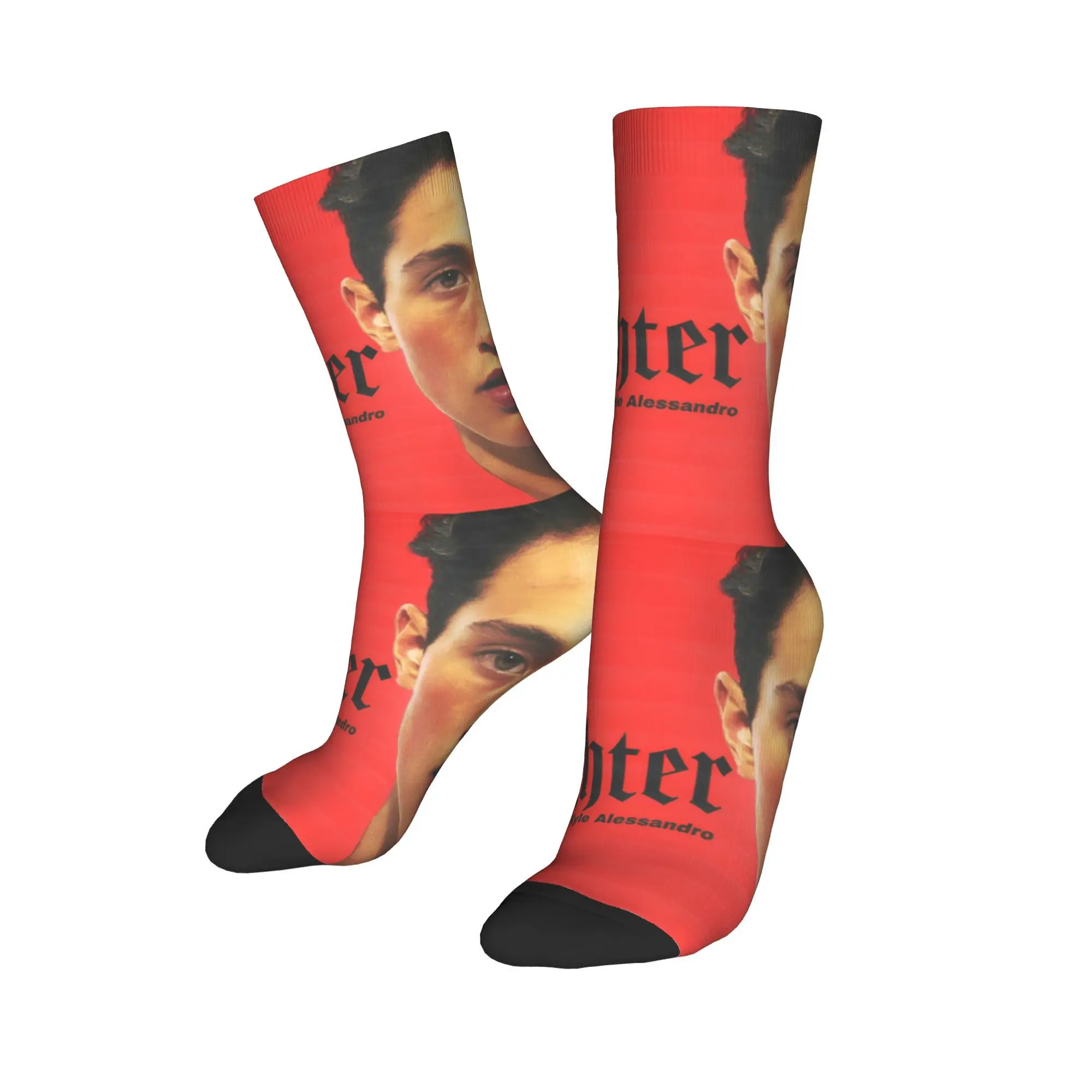 Harajuku Lighter Norway Eurovision Song Contest Football Socks Kyle Alessandro Polyester Long Socks for Women Men Breathable