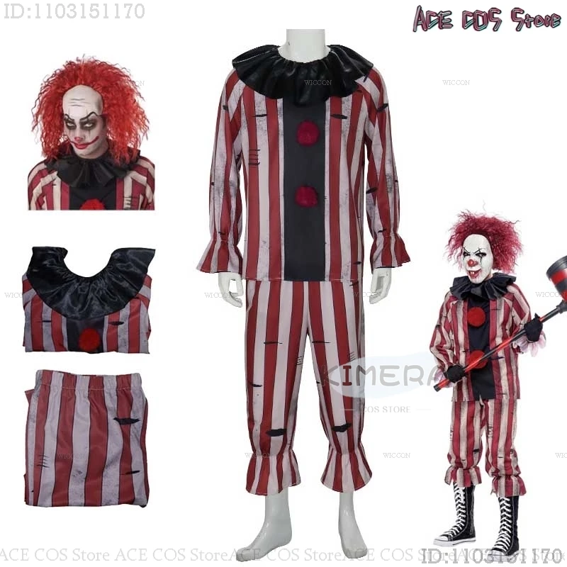 Halloween Horror Scary Clown Nightmere Party Creepy Killer Clown Cosplay Costume Red Wig Party Carnival Women Masquerade Outfit