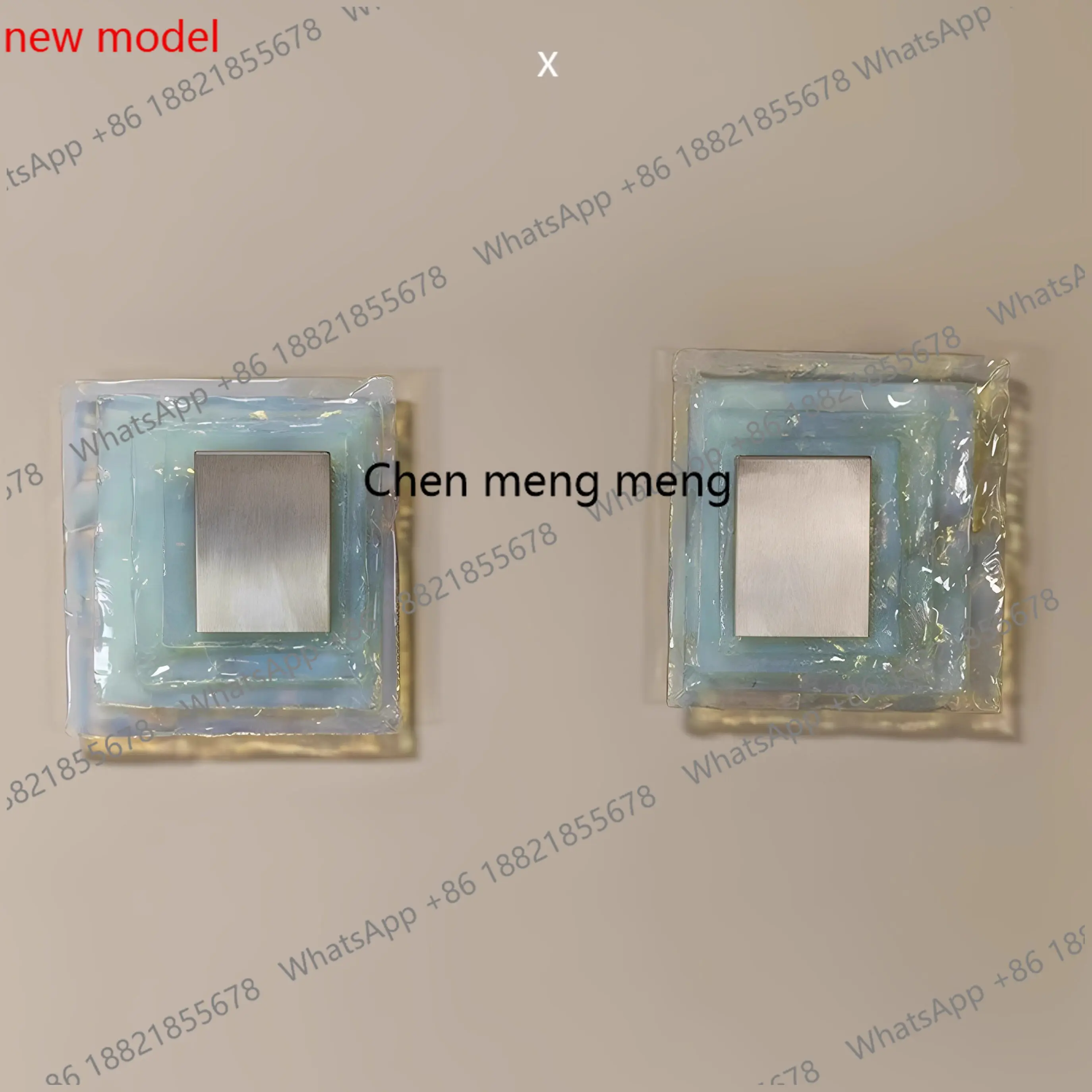 

Glass, wall lamp Bedroom bedside stairs Living room square wall lamp, new