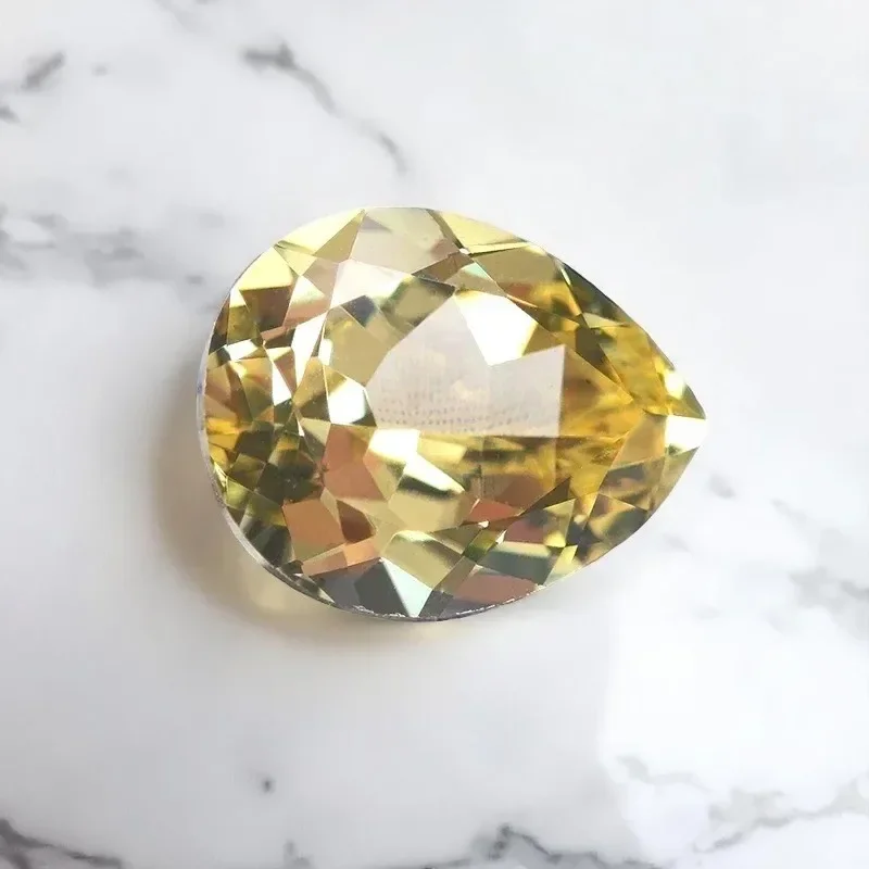 

L-Lab Grown Sapphire Pear Shape Yellow Color VVS1 Gemstone for Diy Advanced Jewelry Making Materials Selectable AGL Certificate