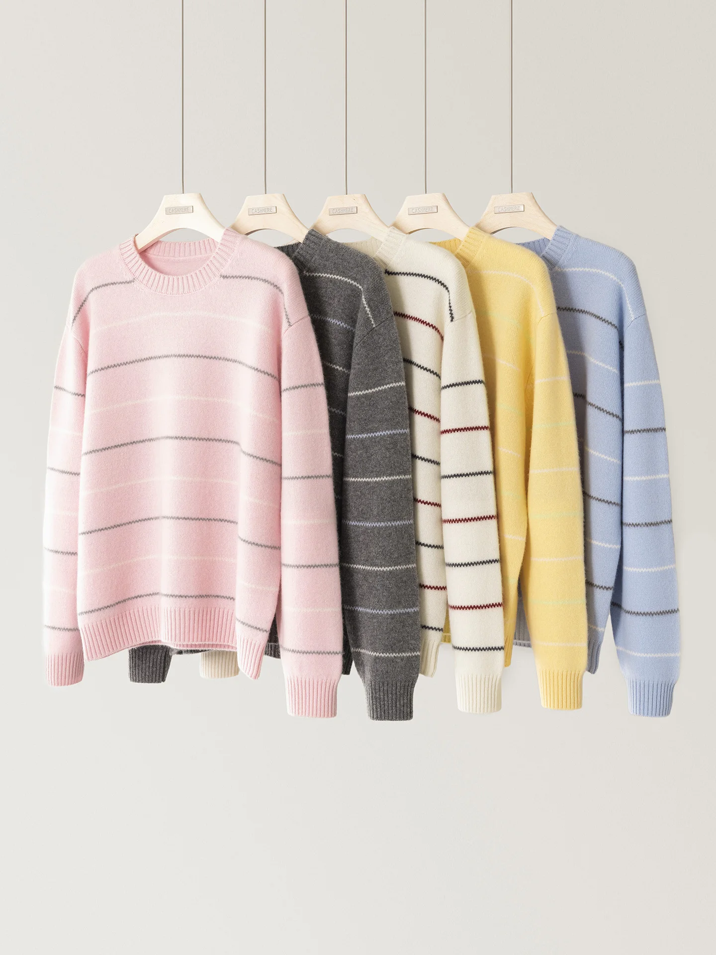 

Women's 100% Cashmere Sweater O-Neck High Quaity Striped Pullover Casual Loose Knitted Jumper Ins Style Autumn Winter Warm Top