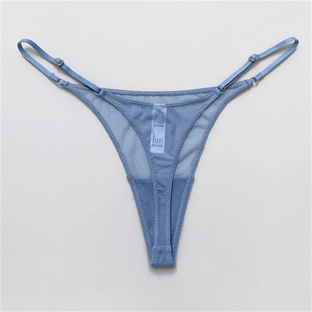 4 ks růžové vysoké střihy tanga dámské spodní prádlo perspektivní síťované sexy nastavitelný tenký pásek tangá sportovní fitness gázové kalhotky - náhled 4