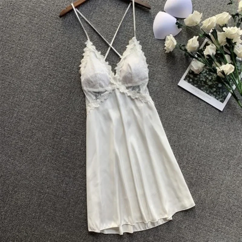 Sexy Pajamas Women's Silk nightgowns Ladies Summer loungewear woman set lencerias sexy sleepwear woman