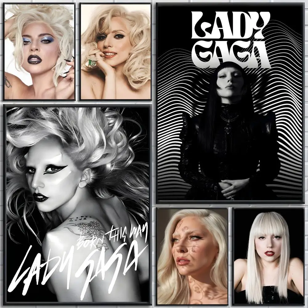 Singer Lady Gaga Poster poster Self-adhesive wall stickers, suitable for room decoration, high-quality printing.
