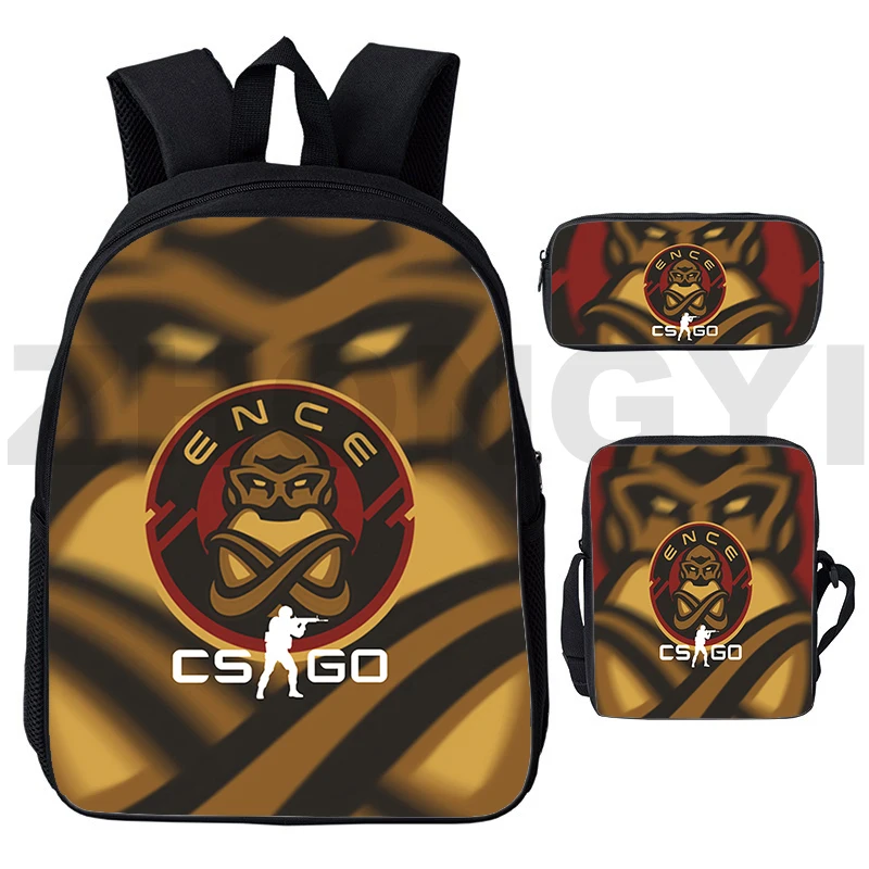 Mochila de lona impermeable con estampado 3D CS GO para niñas, mochila escolar de moda para niñas, bolsa de libros primaria de gran capacidad, bolso para computadora portátil, 3 piezas por juego