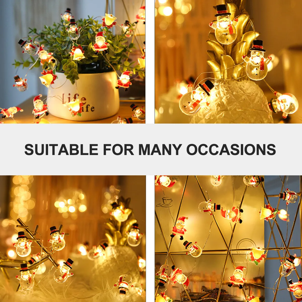 

1Set Snowman Light String Christmas Decorative LED Copper Wire Snowman Design Powered Romantic Garden Home Party Lamp