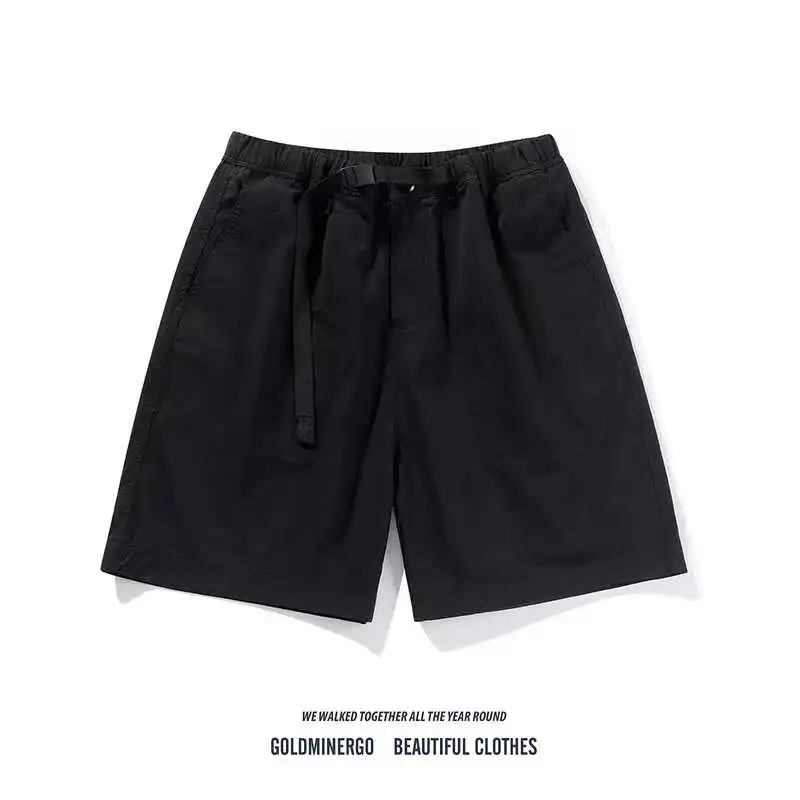 

Japanese Sle Workwear ort Pants Men Summer Trendy Loose Straight Leg mid Waist Belt Pure Color Cool Casual Bule Waist