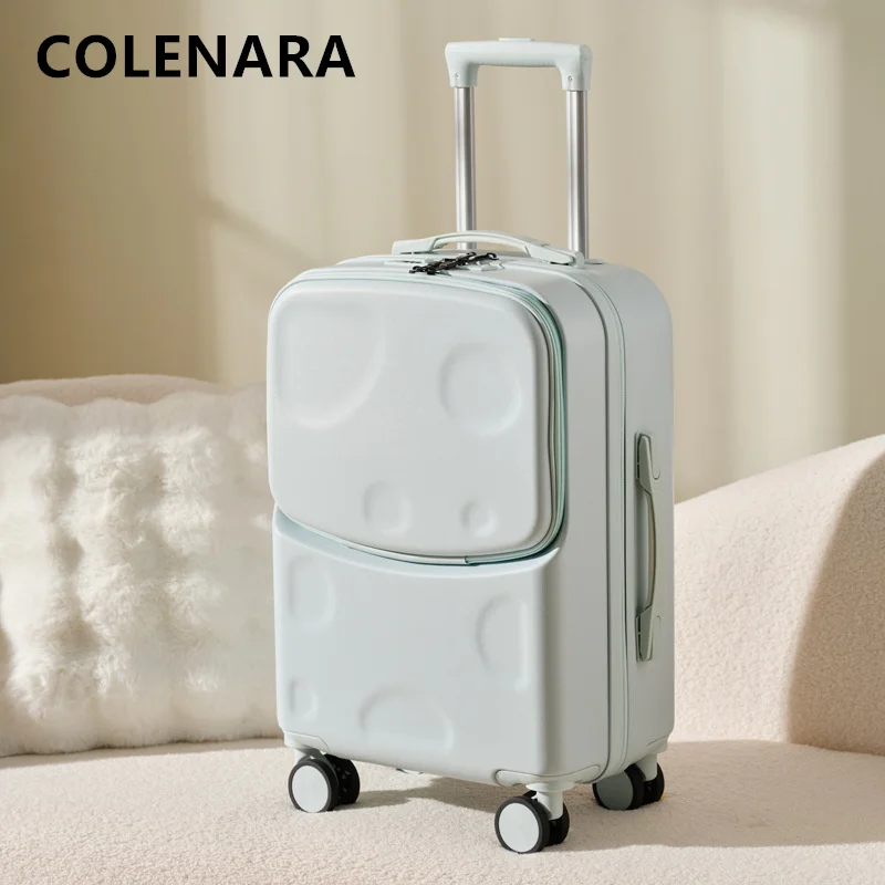 COLENARA New 20"22"24"26Inch Suitcase ABS+PC Boarding Box USB Charging Trolley Case Front Opening Handheld Travel Luggage