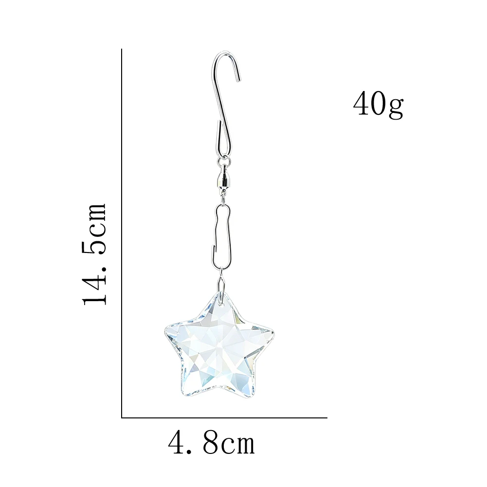 Transparent Loquat Longan Stars Moon Circles Glass Crystal Ornament Sun Catchers Home Window Garden Hanging Decoration Pendant