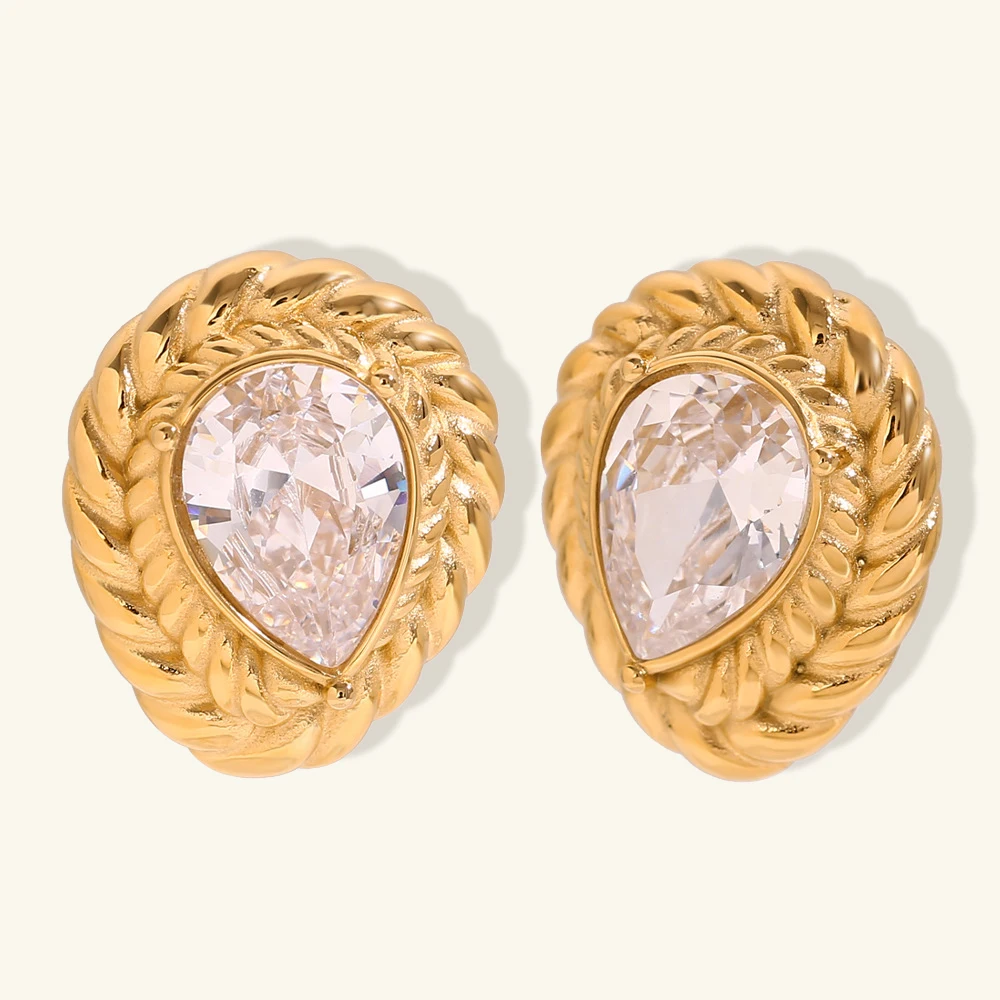 

18K Gold-Plated Geometric Stud Earrings, Retro-Inspired Stainless Steel Jewelry, Elegant Design for Women’s Daily Wear