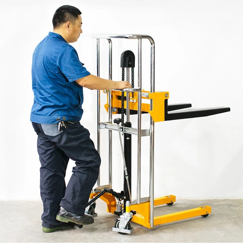 Material Lift Winch Stacker, Pallet Truck Dolly, Lift Table, Fork Lift Load 400KG Hand push forklift