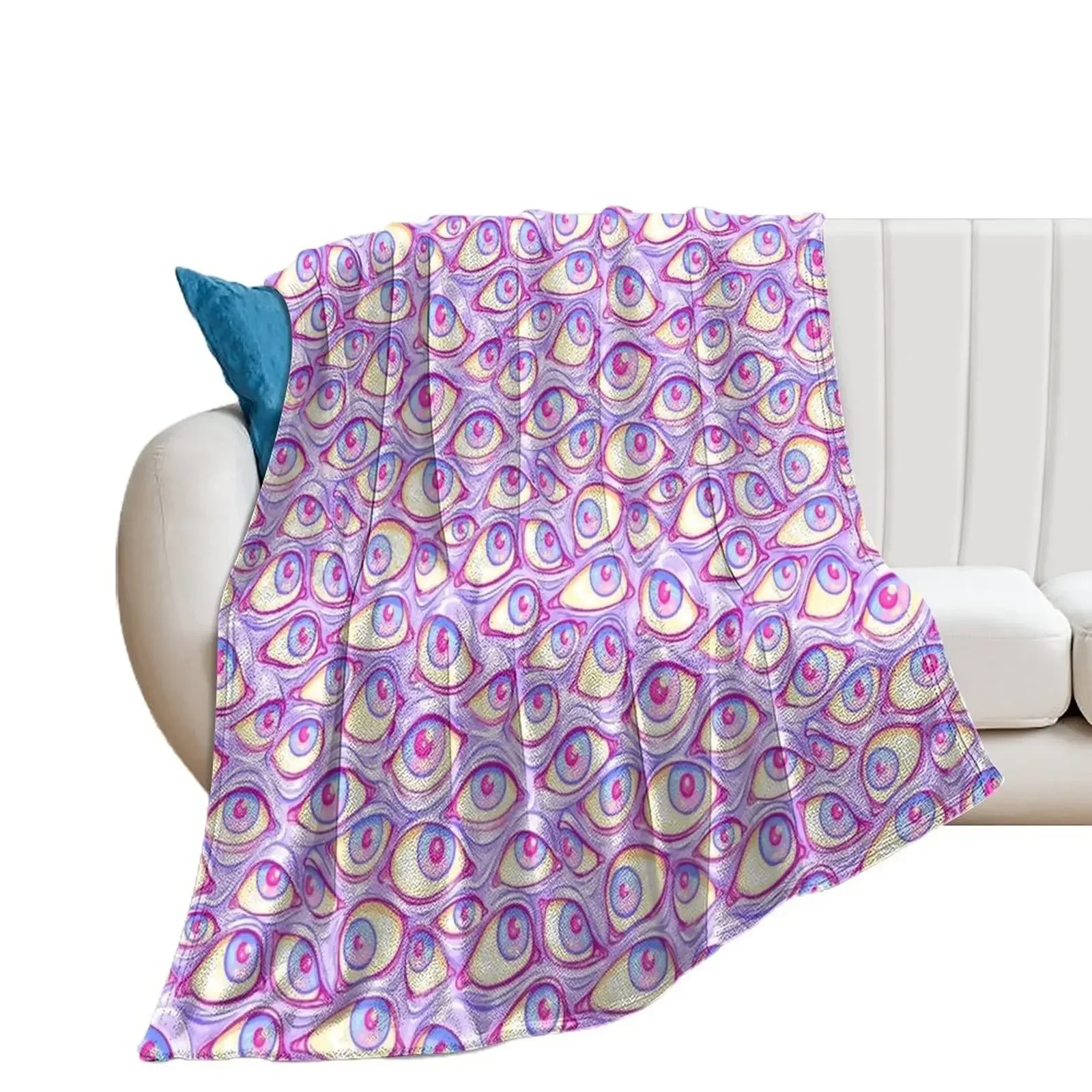 Wall of Eyes in Purple Throw Blanket Flannels cosplay anime Plaid Blankets