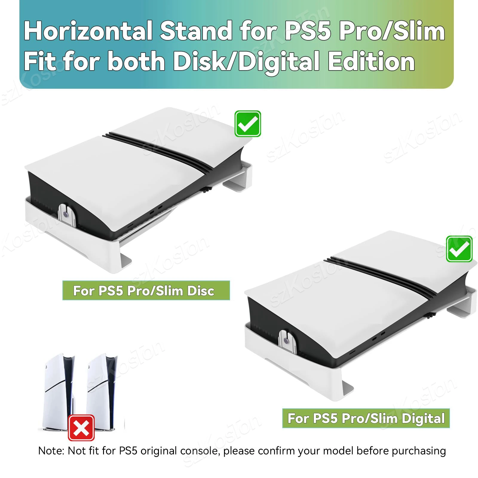 حامل أفقي لوحدة تحكم الألعاب PS5 Pro وPS5 Slim قاعدة ثابتة مضادة للانزلاق متوافقة مع ملحقات PlayStation 5 Pro