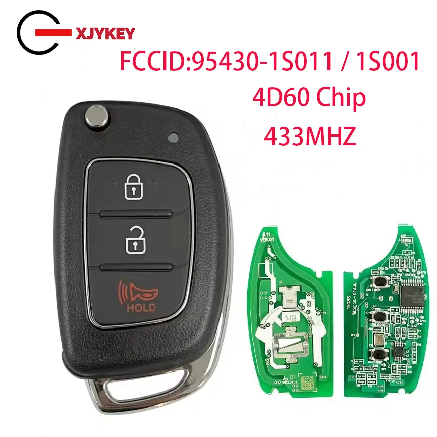 

Aftermarket Shell 3 Button Remote Flip Key For Hyundai HB20 Part No 95430-1S011 / 1S001 OKA-866T 4D60 Chip No Logo