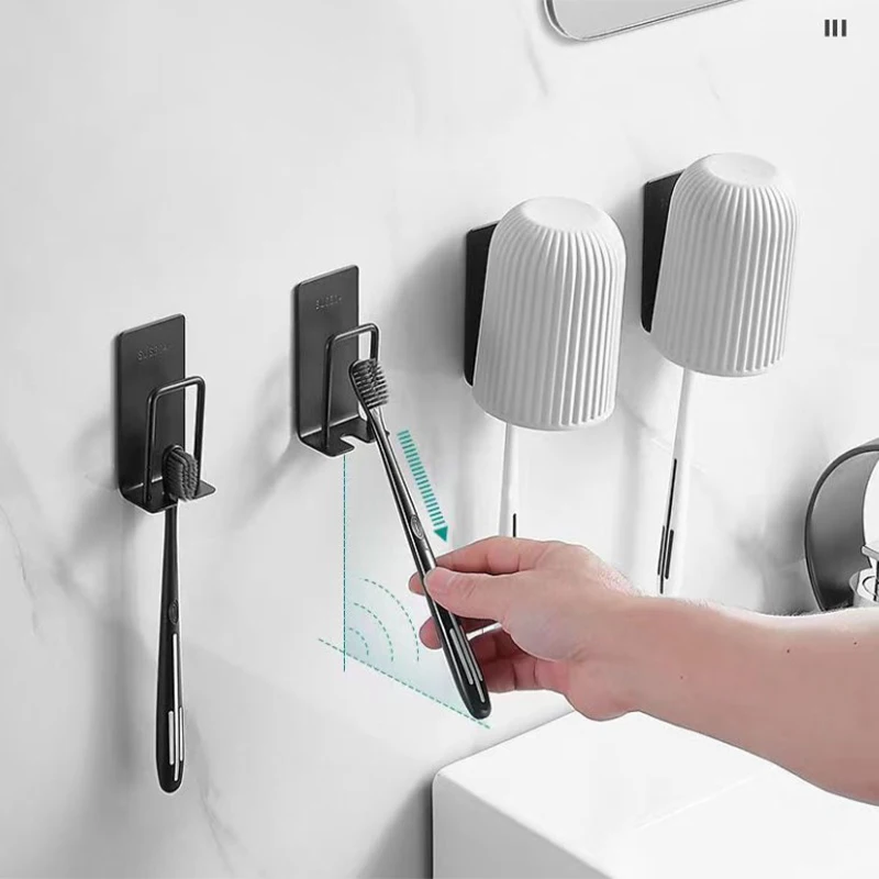 1Pcs 304 Stainless Steel Electric Toothbrush Holder Self-adhesive Waterproof Wall Mount Toothbrush Holder Bathroom Storage Hook