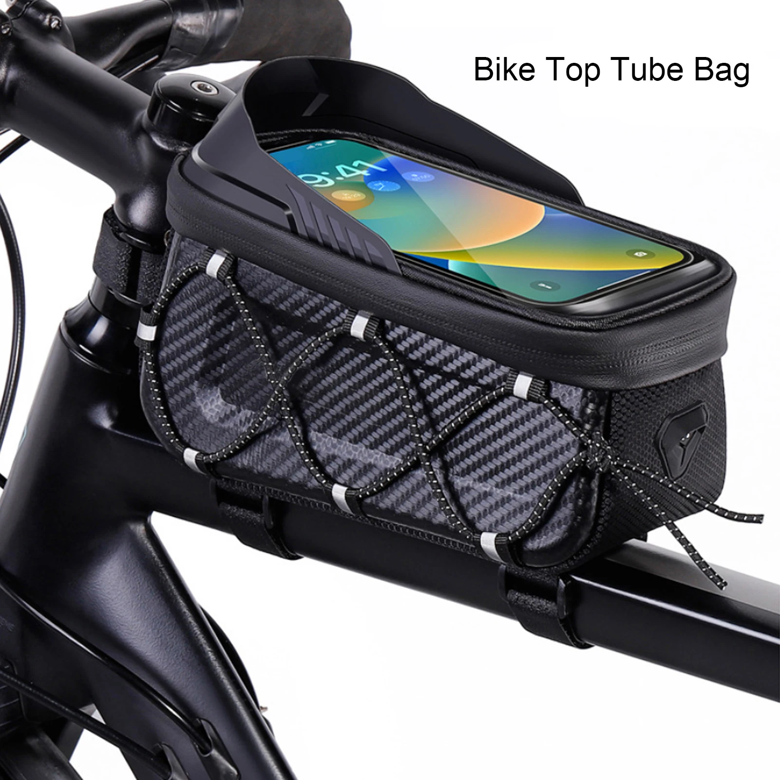 

Велосипедная сумка на верхнюю трубу рамы, водонепроницаемая, для телефона до 6,9 дюймов, с сенсорным экраном, для MTB и шоссейных велосипедов