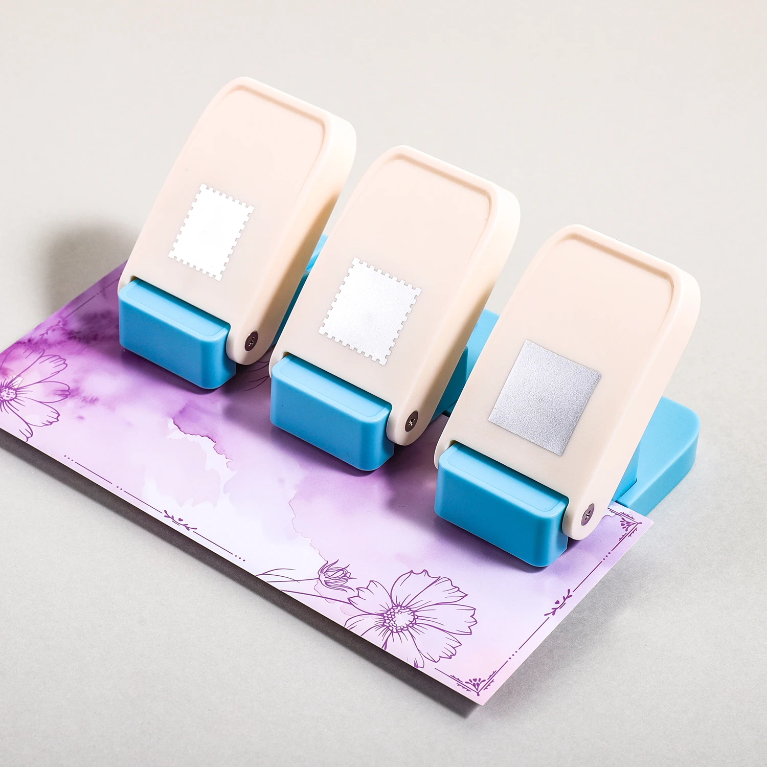Lever Action Stamp Shaped Paper Punch, Rectangular Postage Hole Puncher for Scrapbooking DIY Card Making Paper Crafting Tool