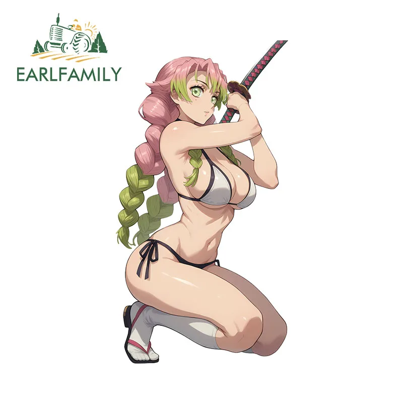 EARLFAMILY 13cm x 6.9cm Kanroji Mitsuri Sword Car Stickers Bikini Hentai Breasts Demon Creative Decoration JDM Accessories