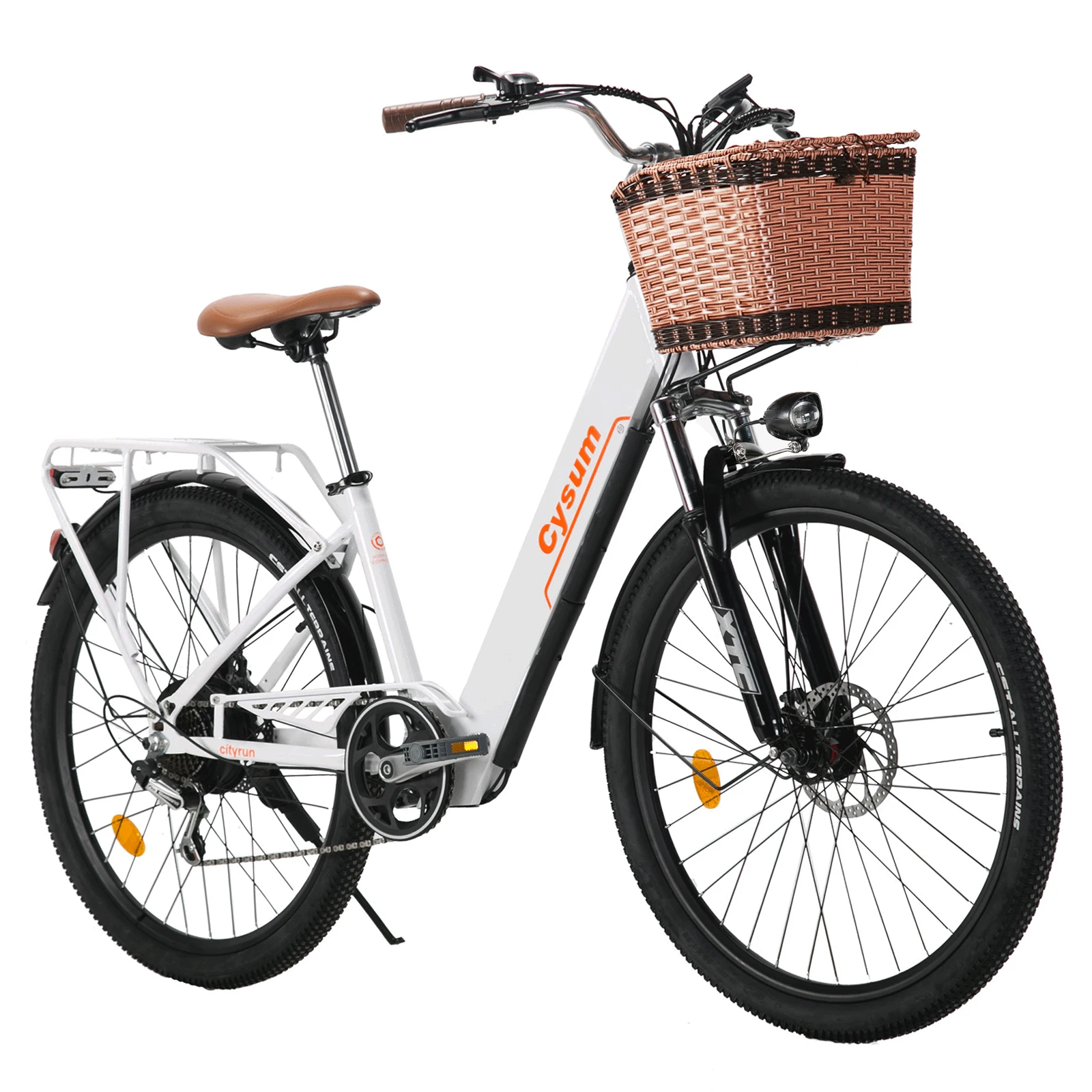 Cysum Cityrun 26" elektrische fiets voor woon-werkverkeer, stads-e-bike, damesfiets met laag profiel, 36V 10Ah li-batterij, bereik 70-90 km