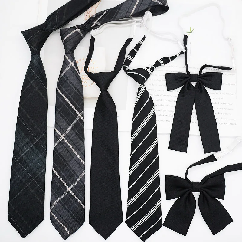 DK shirt decoration for lazy men, no need to wear solid color casual small tie, black tie for women, jk Japanese necktie, colleg