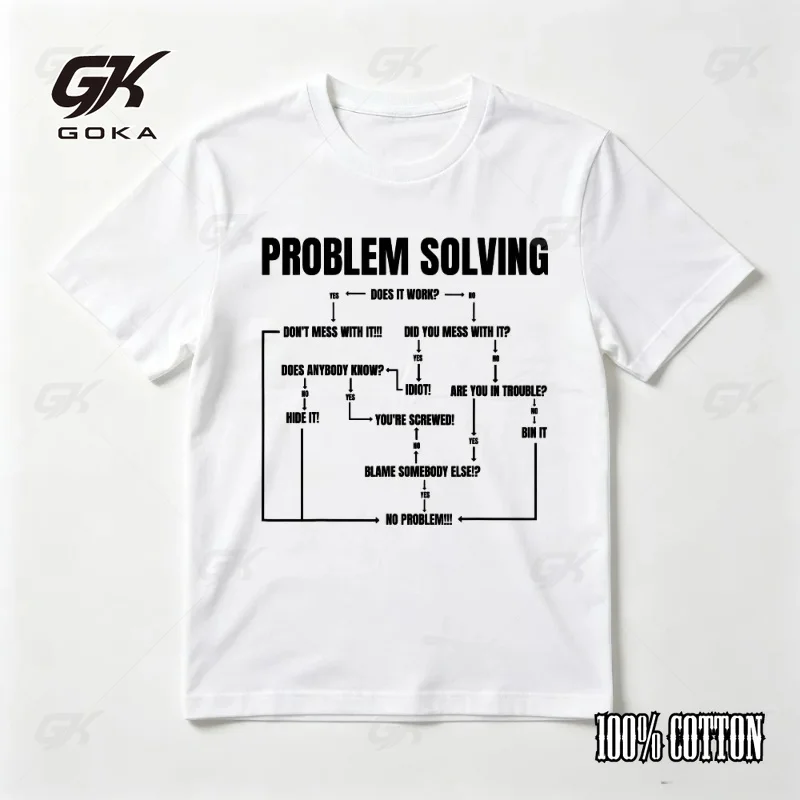 Problem Solving Chart Computer Programmer Men T-Shirt Casual Fashion Loose Hipster Unisex Clothes Short Sleeve O-neck Y2k Tees