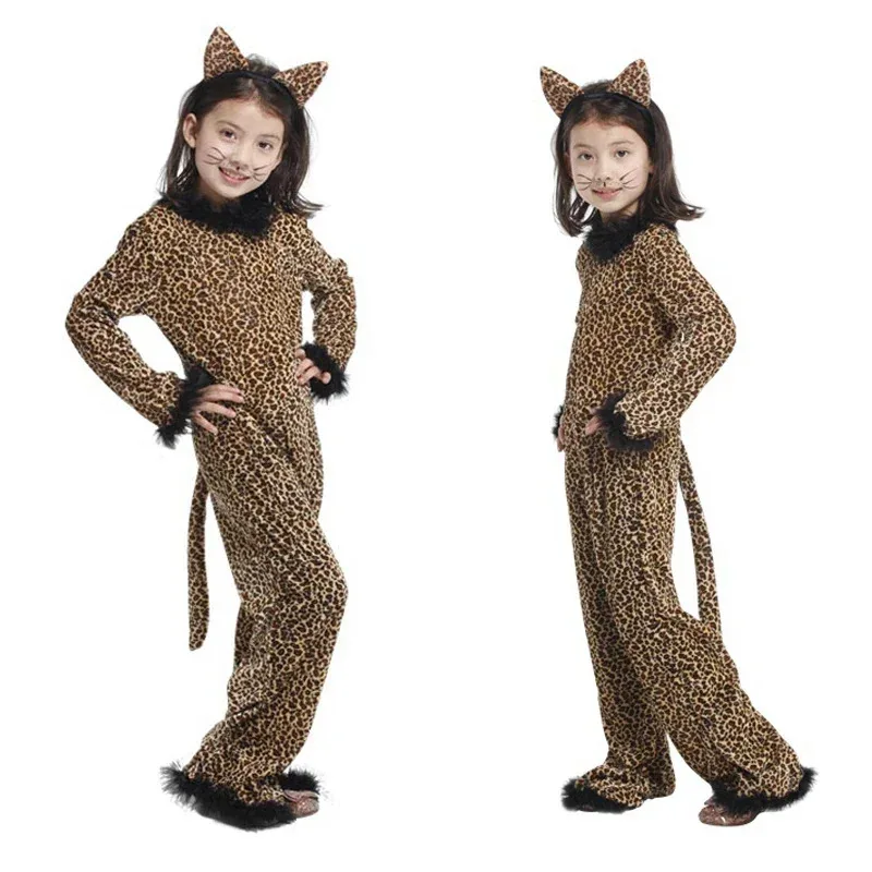 

Kids Child Animal Wild Leopard Costume for Girls Fantasy Jumpsuit Halloween Carnival Party Cosplay Costumes Performance Clothing