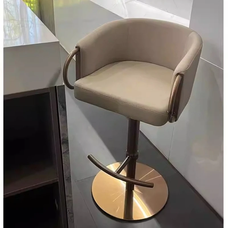 Kitchen Cafe Bar Chairs with Lifting Heavy Duty Light Luxury Restaurant Bar Stool Simple Metal Frame Counter Height Rotating