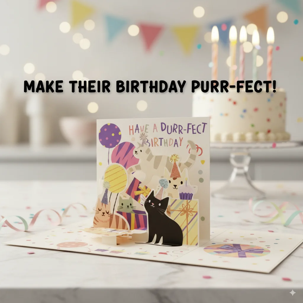 

Pop Up 3D Greeting Card Black Cat Birthday Card Lucky Blessing Card Cute Cat Holiday Invitation Card For Girl Friends Gift Party