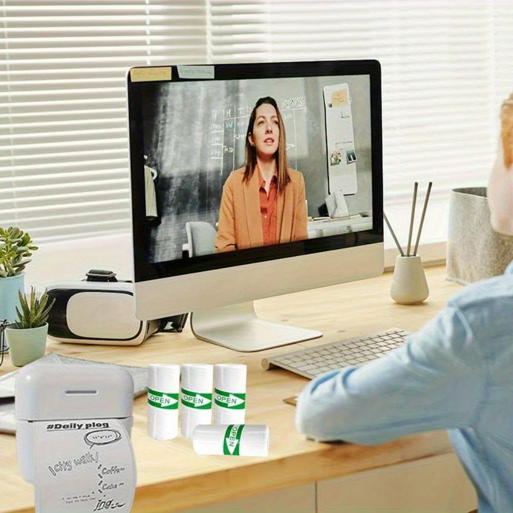 25 لفة من الورق الحراري ذاتي اللصق - ملصقات فورية بدون حبر، تنشيط بالحرارة، للصور/الملصقات/الملاحظات، ملصقات اللوازم المكتبية