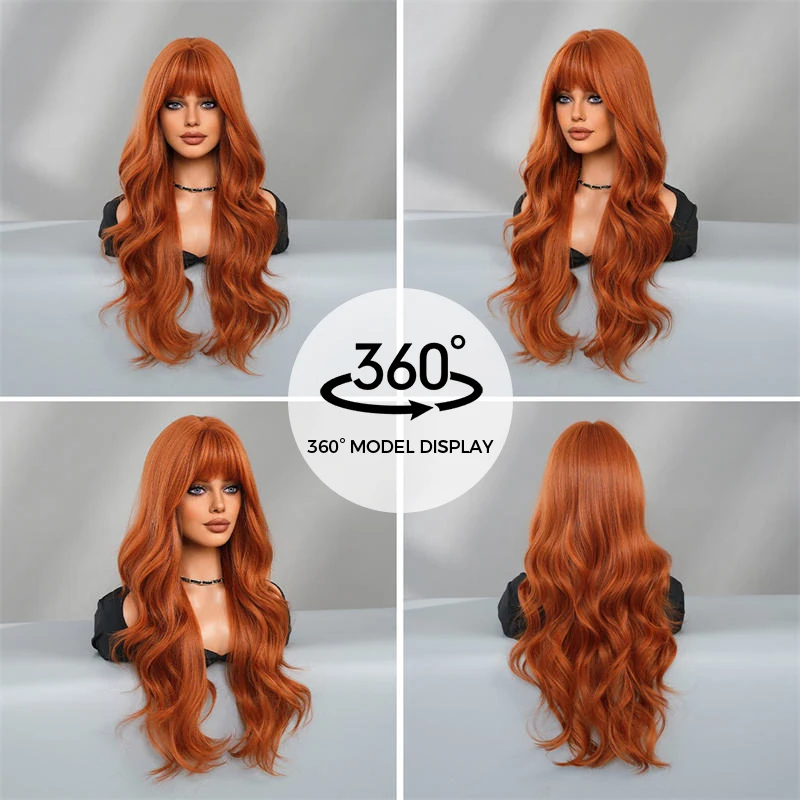 Peruca de cabelo encaracolado feminino em formato de onda, com franja, loira, para cosplay, festa, perucas de cabelo natural para mulheres, resistente ao calor