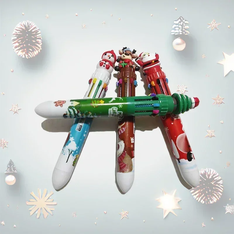 12 Pcs 10 Colors Gel Pens set for Christmas:Cute Cartoon Reindeer and Grandpa Stationery Set