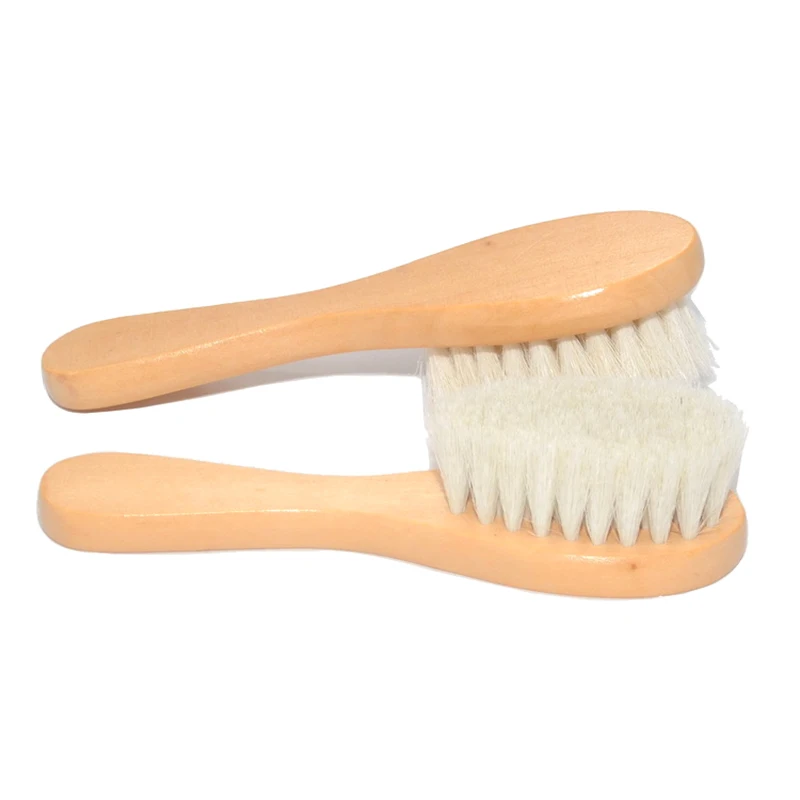 Soft Goat Bristles Shower Brush Wooden Handle Super Soft Scrubber Bath Brush Baby Hair Skin Body Massage Cleaning Tool