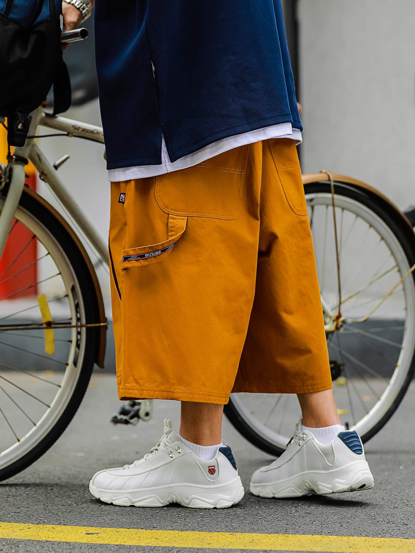 Acusa Men's Casual Loose Fit Cargo Pants Summer Streetwear Multi-Color Knee Patch Workwear Straight Leg Fashionable Hip Hop