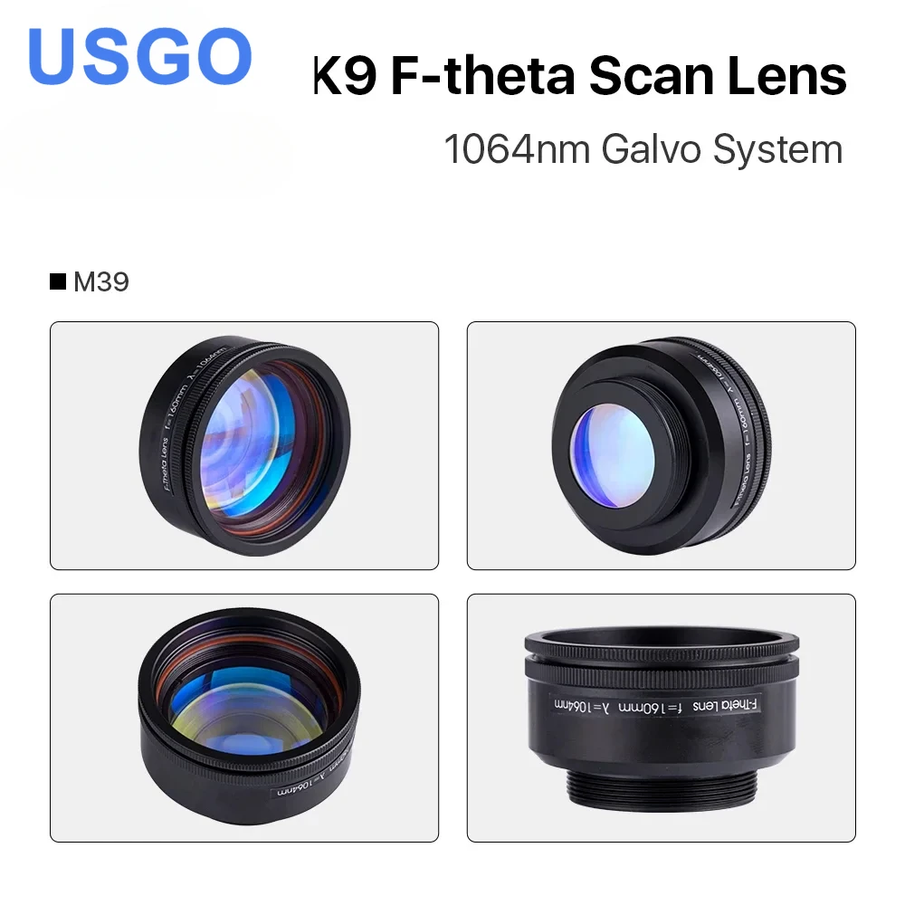 USGO K9 F-theta Scan Lens Thread M39 & M55 1064nm Galvo System for 1064nm YAG Optical Fiber Laser Marking Machine Parts