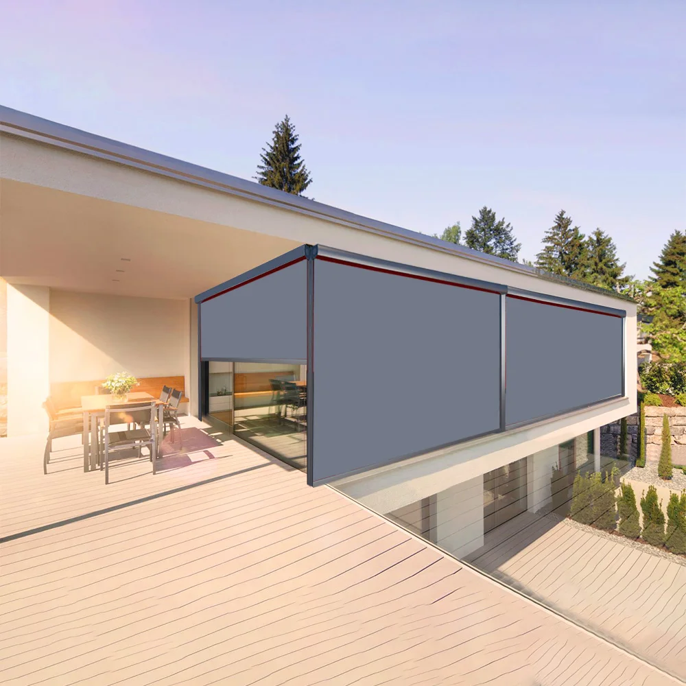 Patio Outdoor Shade Outdoor Roller Blinds Motorized Screen Sun Shade and Curtain for Patio Balcony Gazebo