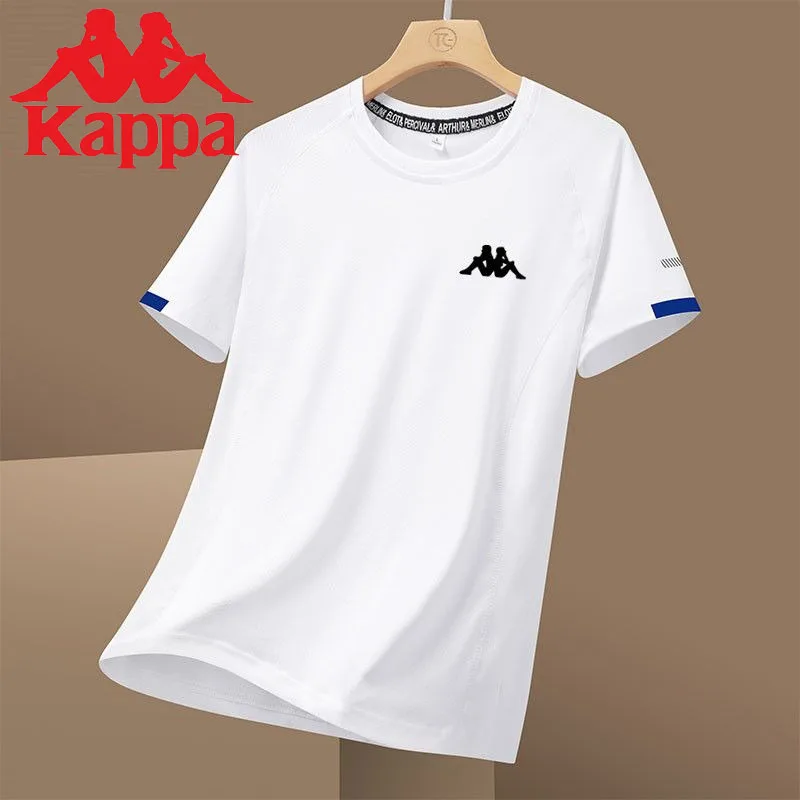 

Kappa новая летняя быстросохнущая дышащая футболка для бега с короткими рукавами из ледяного шелка, мужская повседневная компрессионная рубашка для спортзала с круглым воротником