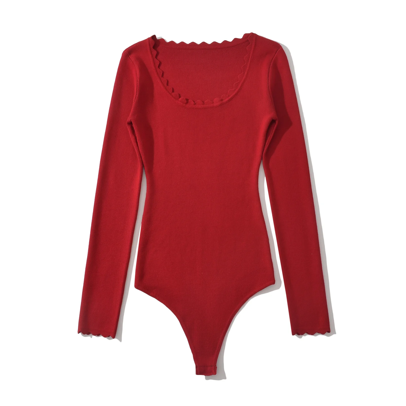 3 ألوان ربيع الخريف موجة خط س الرقبة الحياكة طويلة الأكمام ارتداءها للمرأة بذلة قصيرة الخصر النحيف السروال القصير بلايسوت الأسود