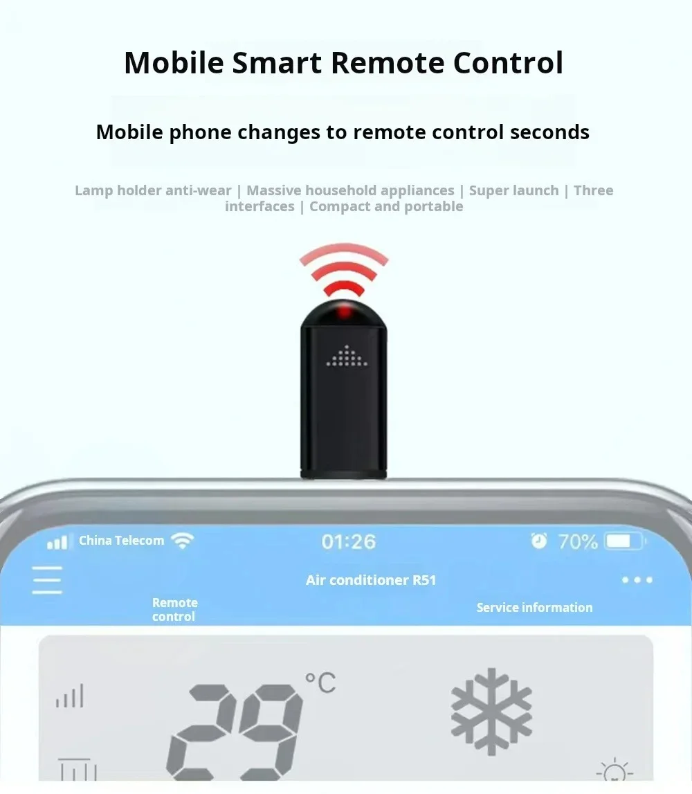 

Portable Smart Infrared Remote Controlle Universal Mini Smartphone IR Infrared Smart Remote Suitable For TV Air Conditioner Fan