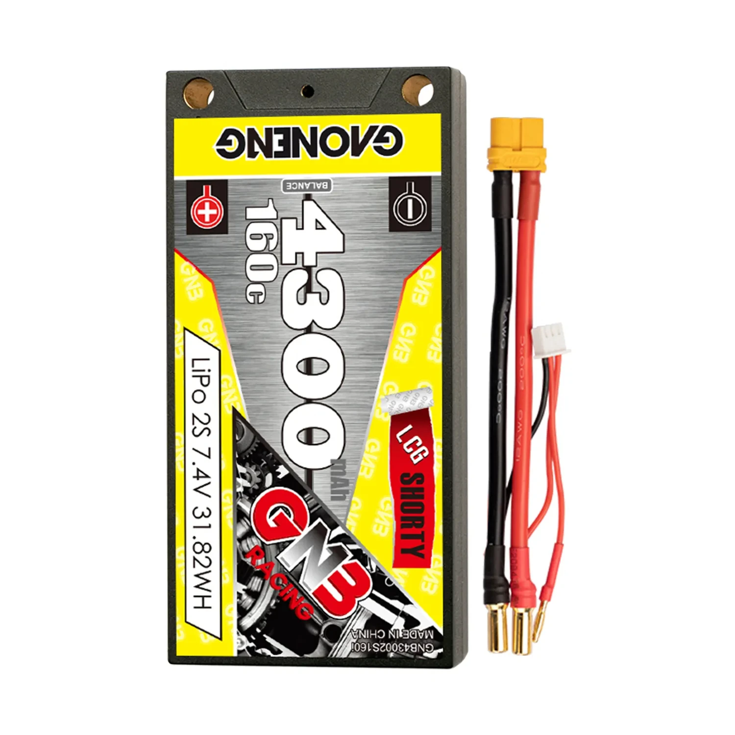 GAONENG GNB 4300mAh/6500mAh 2S 7.4V 160C 5mm Bullet Hardcase LiPo Battery (معتمدة من RAR)