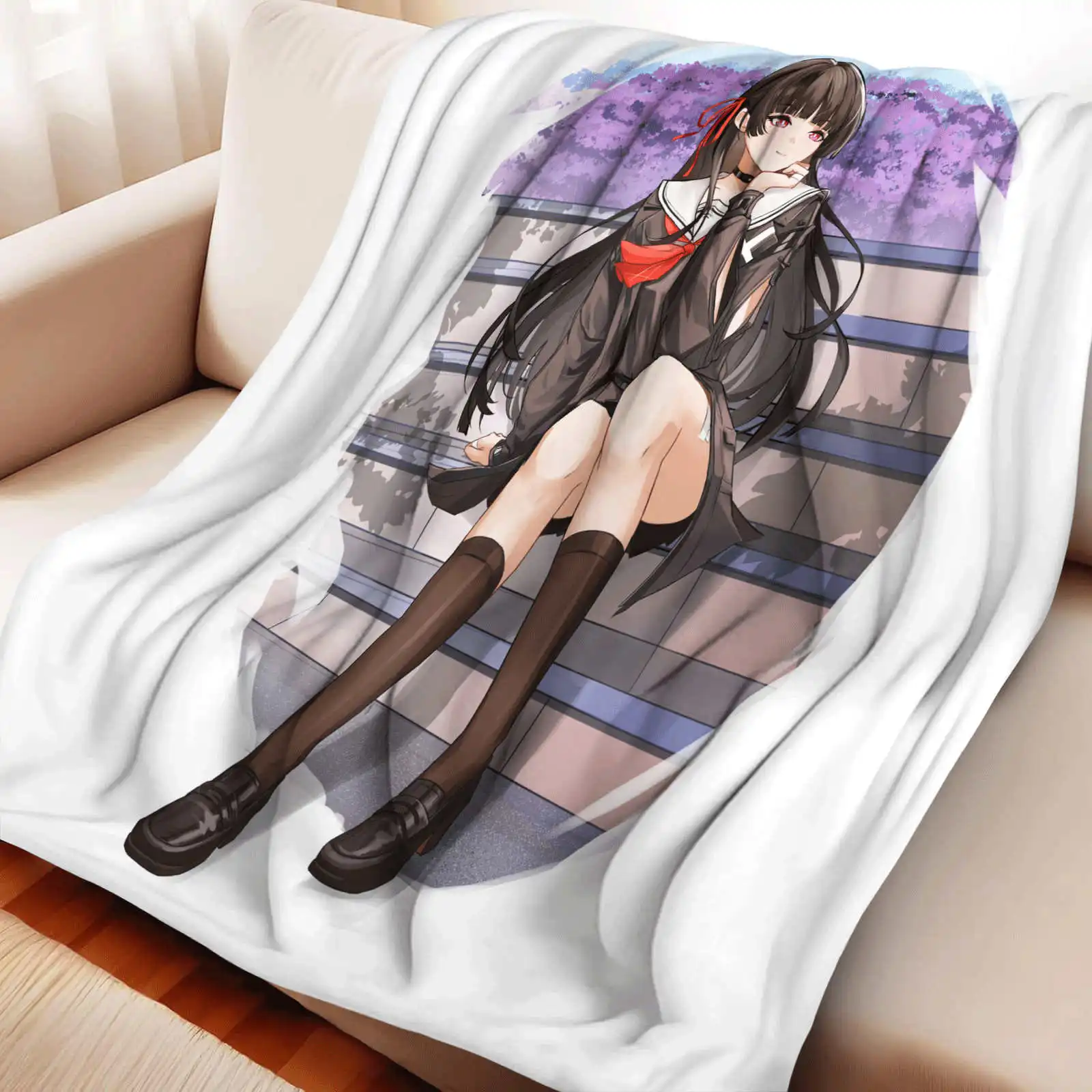 Wuthering Waves  Flannel Blanket Fan Home Leisure Camping Travel Multifunctional Blanket