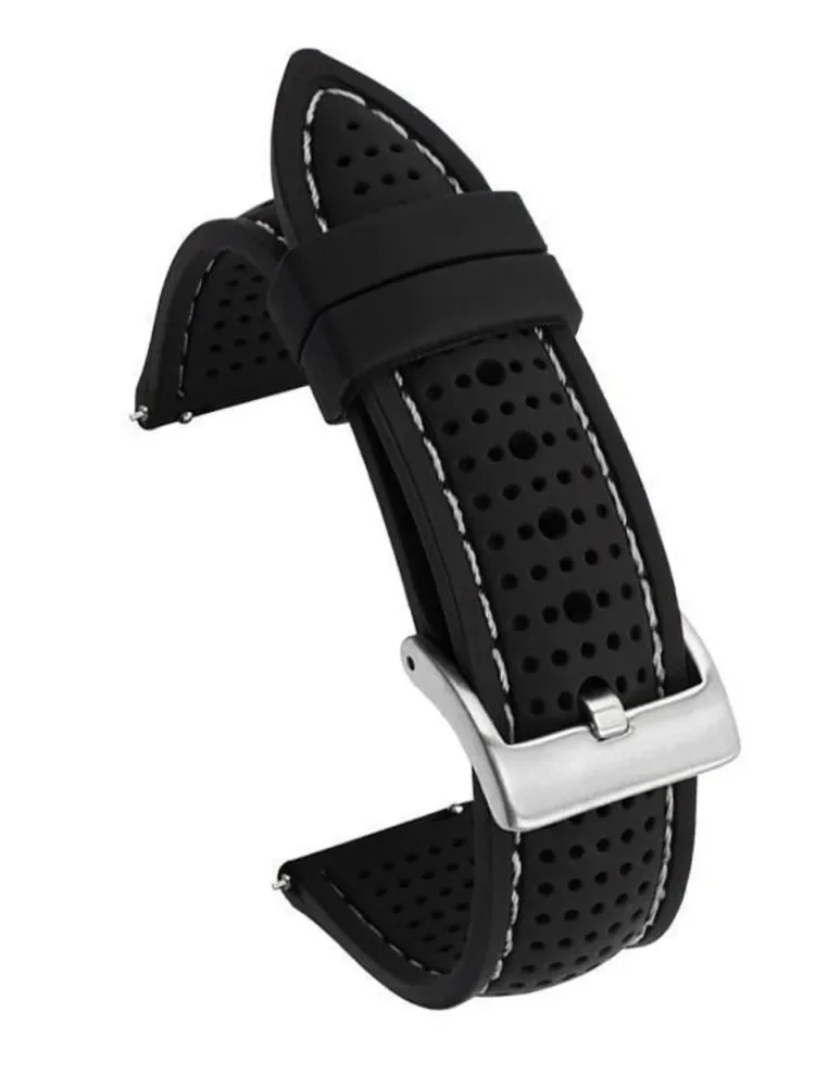 Miękki silikonowy gumowy pasek do zegarka 20mm 22mm 24mm mężczyźni kobiety Sport wodoodporna oddychająca opaska na nadgarstek bransoletka z mechanizmem szybkiego uwalniania — zdjęcie 2