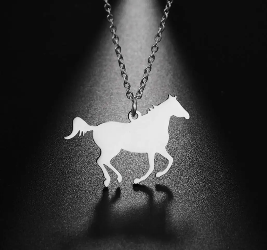 1PC Horse Necklace  Jewelry Stainless Steel Animal Steed Pendant Necklace Best Friends Gifts F1144