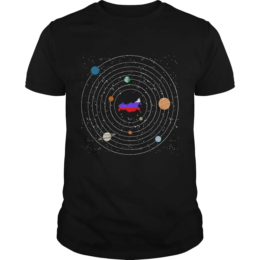 

Мужская футболка Funny Proud Russia In Solar System Center. Летняя хлопковая футболка унисекс с короткими рукавами и круглым вырезом, новинка S-3XL