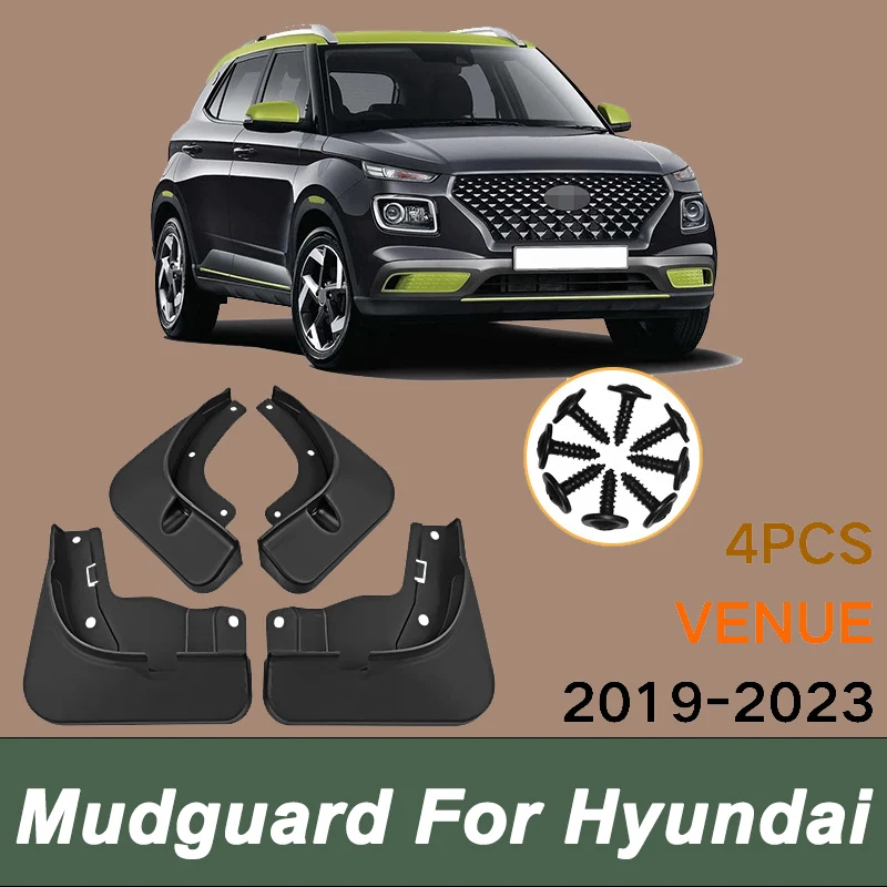 

For Hyundai Venue 2019-2023 Automotive Tire Mudguard Waterproof Prevent Mud Splashing Car Mud Flaps Fender Trim 4pcs Accessories