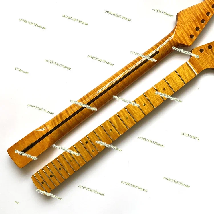 For Wholesale 9.5 Inch 21 Frets ST TL Electric Guitar Neck Replacement Tiger Flame Maple Guitar Neck