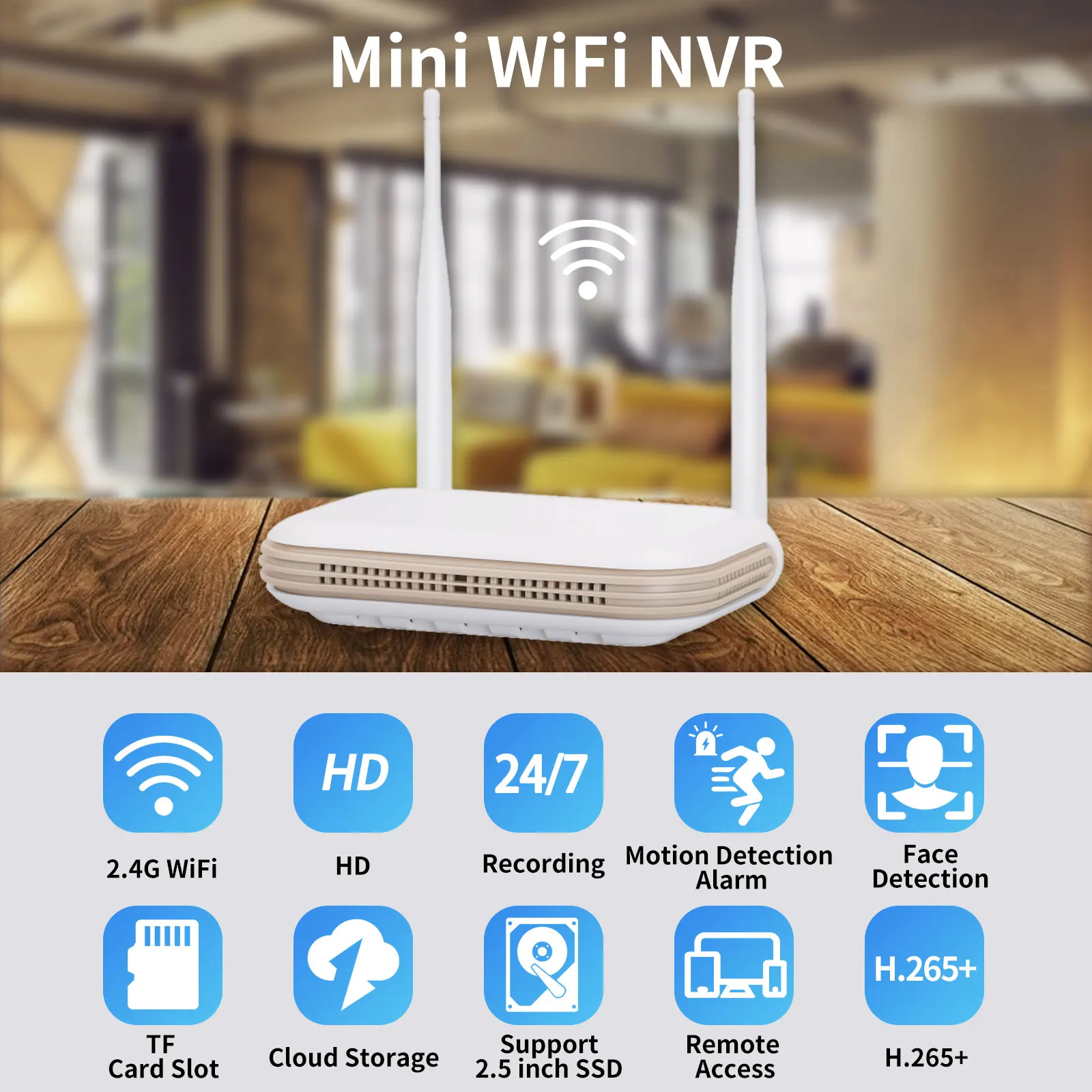 WiFi Mini NVR 4K 4CH 5MP 8CH 3MP Security Video Recorder H.265+ Motion Detect CCTV P2P HDMI Human Face Detection Support TF Card