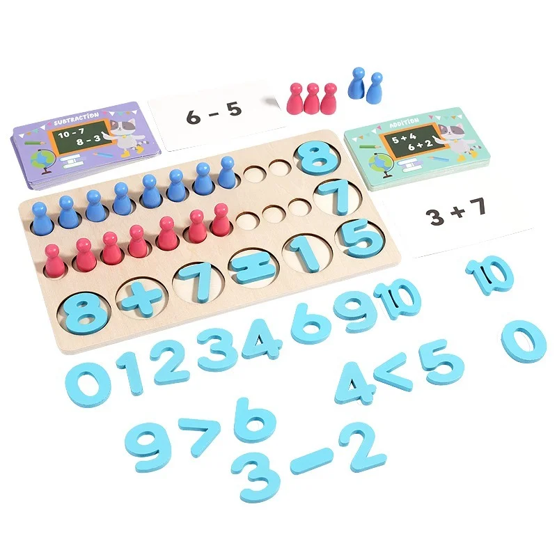 Juguetes de matemáticas Montessori, tablero de madera a juego con forma de números y alfabeto colorido, juguetes educativos de aprendizaje temprano para bebés, Material de enseñanza