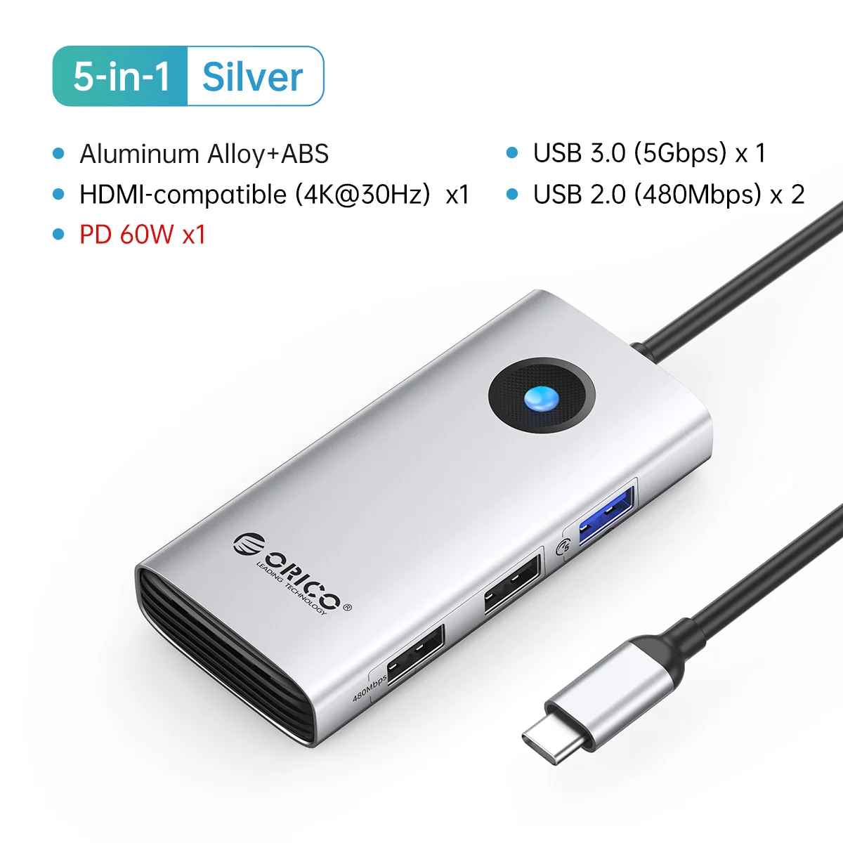 Orico docking station typ c hub zu 4 k60hz hdmi-kompatibler usb 3,0 adapter multifunktion rj45 pd100w für macbook pro zubehör